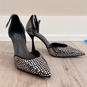 AGL Polka Dot Black and Silver Heels